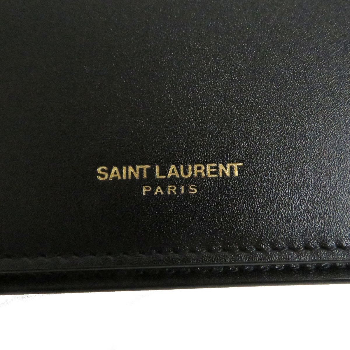 未使用品□SAINT LAURENT PARIS/サンローランパリ 554378 ロゴ入り スムースレザー 二つ折り ロングウォレット/長財布  ブラック イタリア製