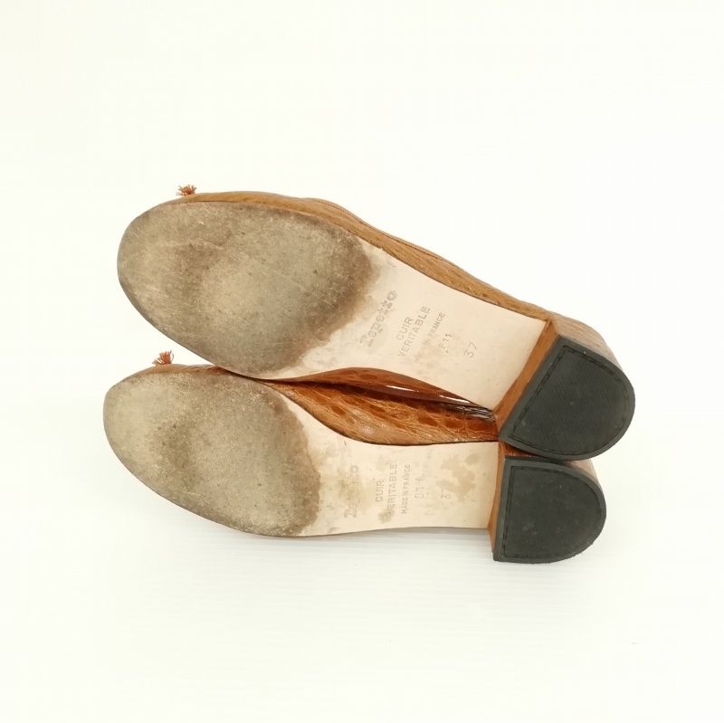 【極美品】reppeto　レペット　パンプス　チャンキーヒール レペット Repetto クロコ型押し チャンキーヒール パンプス