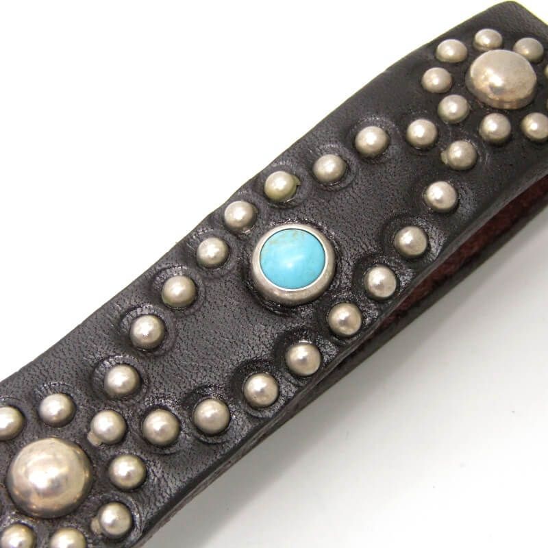 ⭐️美品⭐️HTC⭐️スターバーストTURQUOISE⭐️ブラックレザー(茶芯)⭐️32 未使用 HTC エイチティーシー ウォレットチェーン D-Style Studs