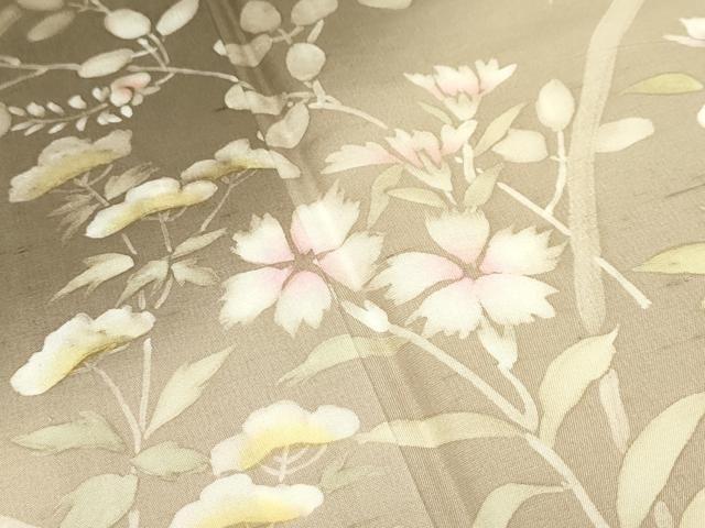 平和屋本店■極上 夏物 石川県指定無形文化財 夏牛首紬 白山工房 手織 染色作家 草野一騎 訪問着 黄枯茶色地 証紙付 逸品 未使用CZAA2276s5 平和屋本店□極上 夏物 石川県指定無形文化財 夏牛首紬 白山工房 手織