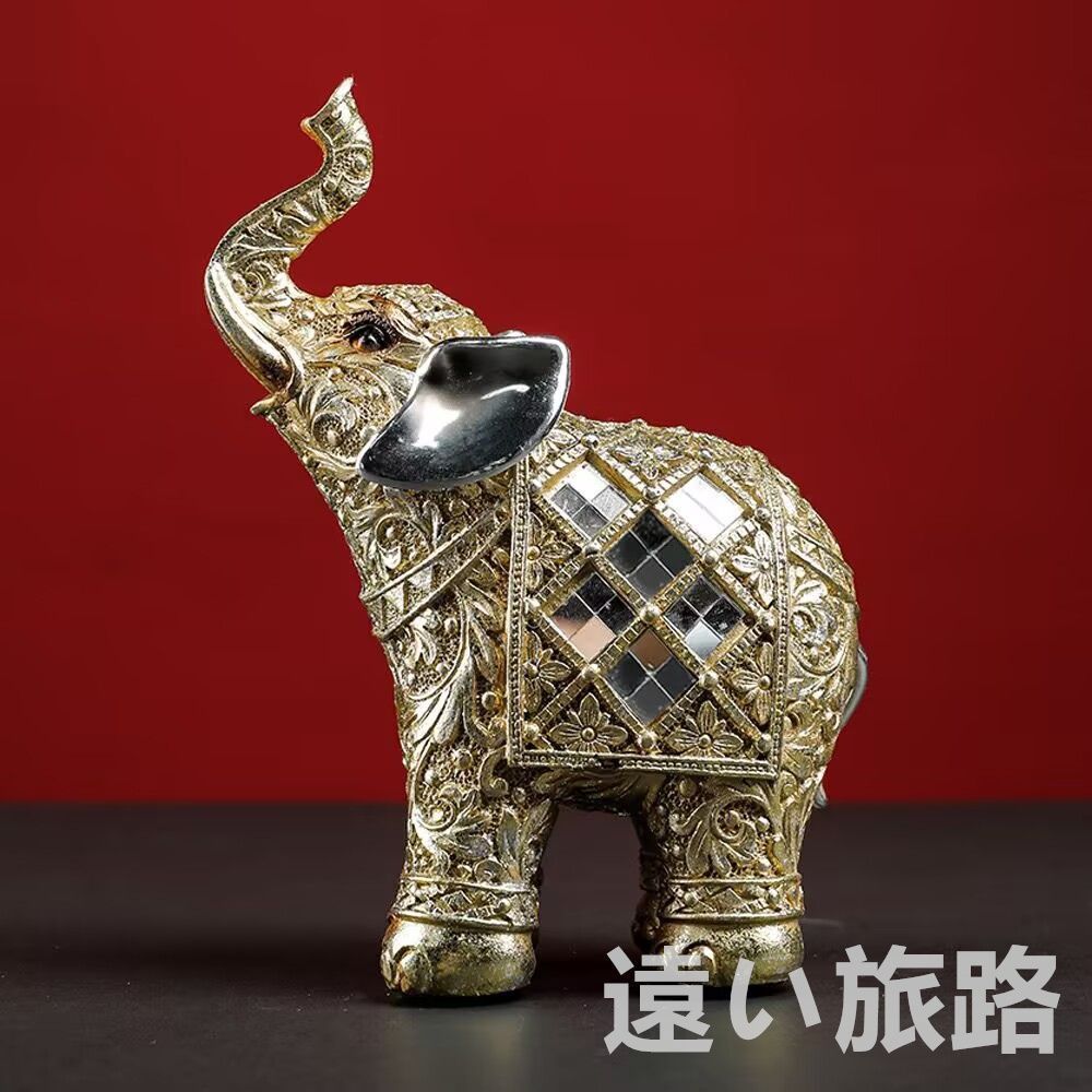 金色の象の置物スキャンゴールデンフォーチュンエレファントエントランスオフィスデスクトップホームデコレーションオーナメント、デスクトップデコレーション、誕生日プレゼント、シ