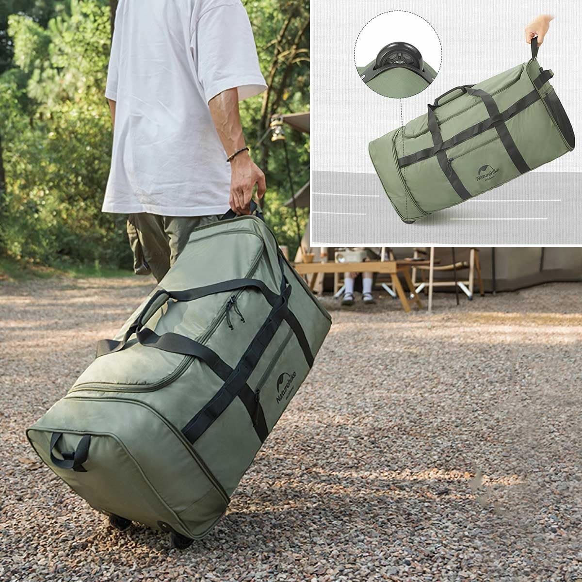 人気商品】キャンプ用車輪付きキャリーバッグ Naturehike ショルダーベルボストンバッグ 2輪 大容量 88L 折畳式 携帯便利 コンパクト  3WAY斜めがけ 手提げ 肩掛け 男女兼用 修学旅行 出張 宿泊 防災 引っ越し 買い物 衣類収納多機能ご利用 - メルカリ