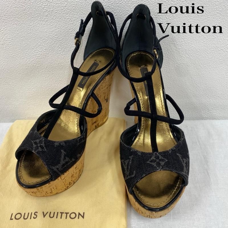 Louis Vuitton ウェッジサンダル ゴールド/ブラック Louis Vuitton ウェッジサンダル ゴールド/ブラック