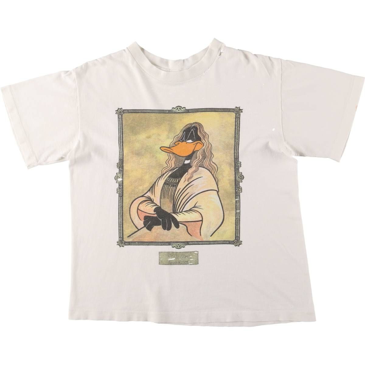 古着 90年代 LOONEY TUNES ルーニーテューンズ ダフィーダック モナリザ パロディ キャラクタープリントTシャツ メンズM相当|evb031000