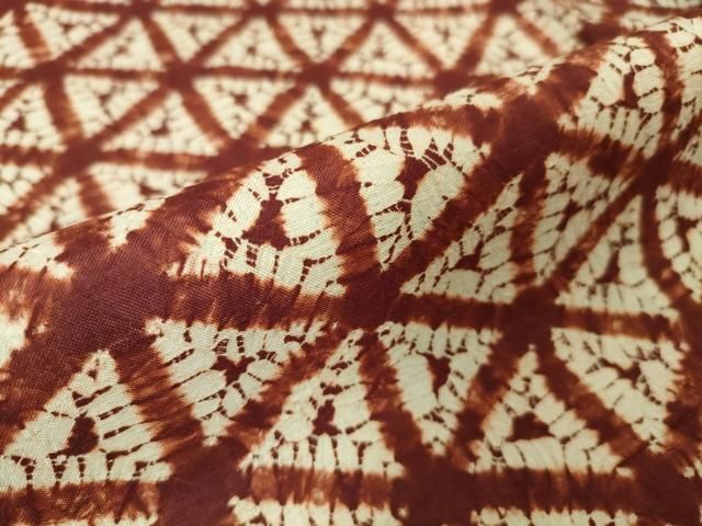 平和屋本店□極上 岩手の匠 草紫堂 南部絞り 茜染 紬 正絹 逸品