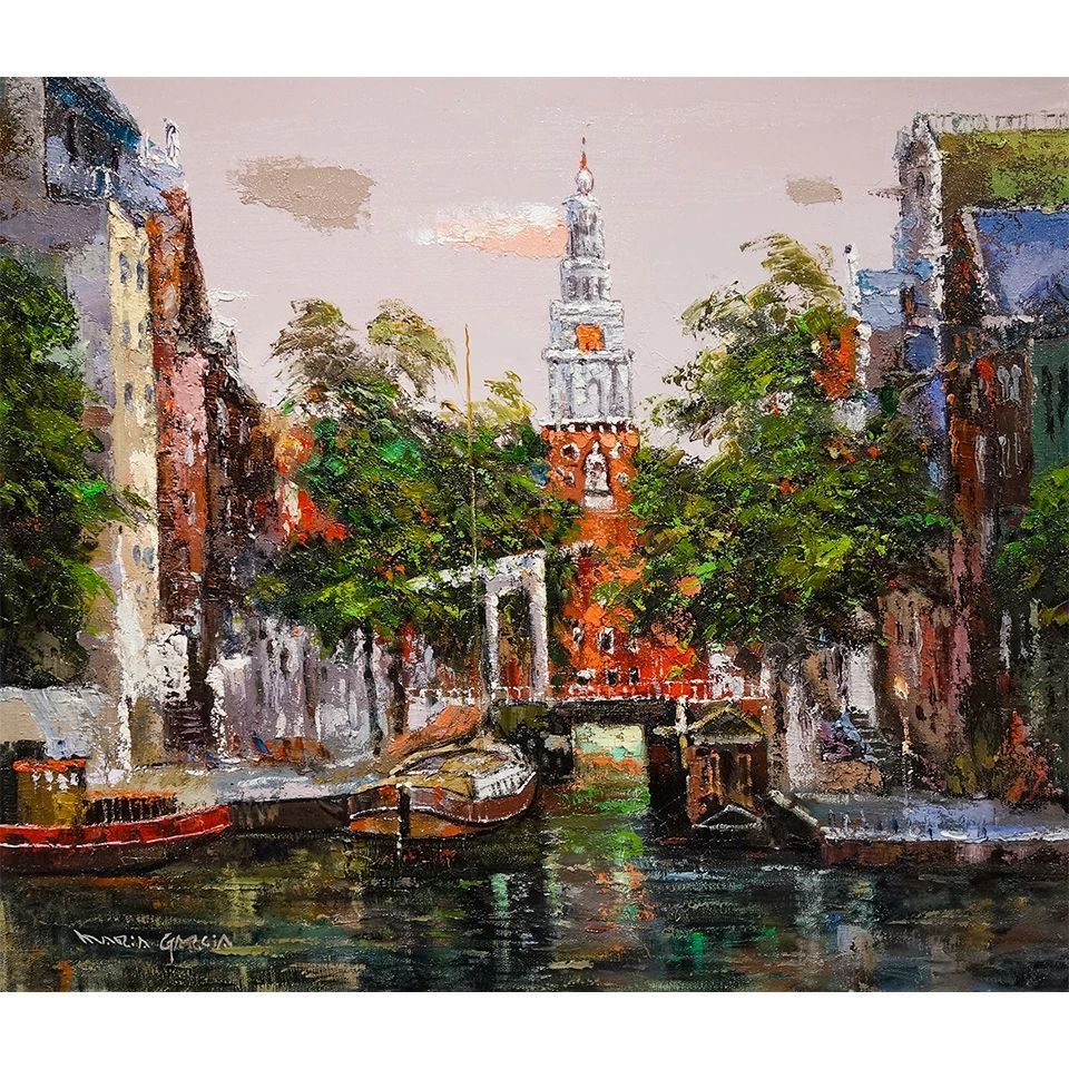 絵画　油彩肉筆画　『ヨーロッパ風景画』P10 絵画 油絵 梅沢民雄 肉筆絵画 風景画 ベニス P10 送料無料