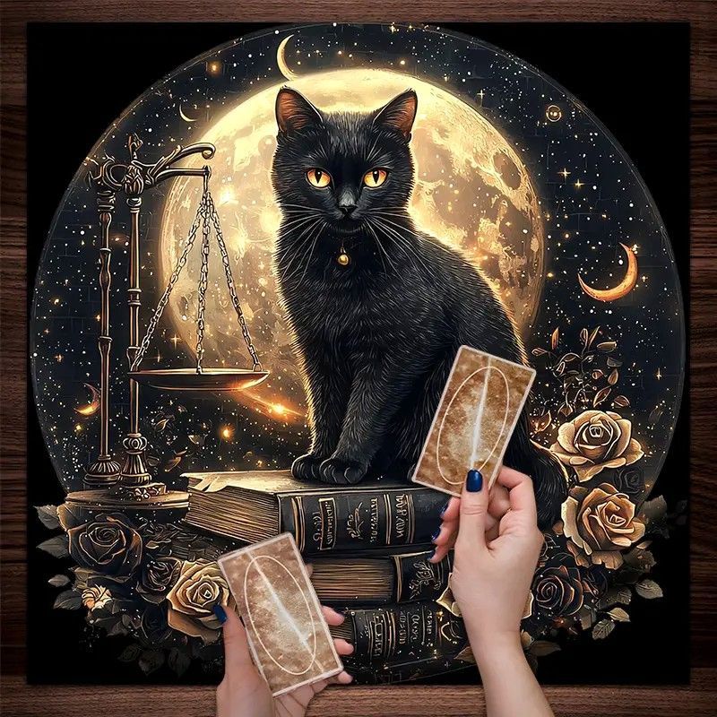 黒猫タロットクロス（新品）・ブラックキャット&ムーンスターの