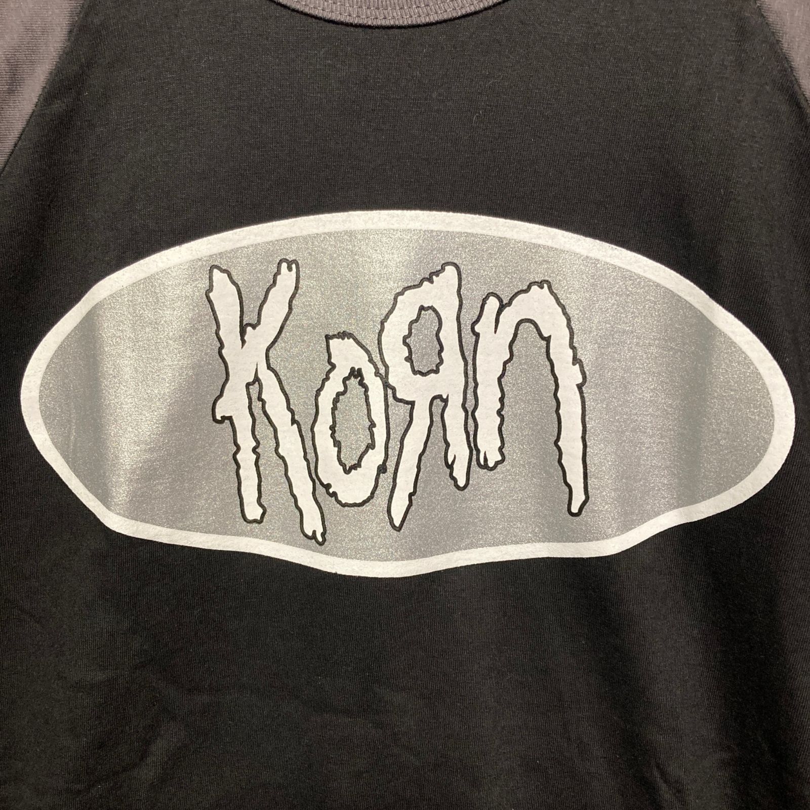 コーン KORN ラグラン グレー 黒 長袖 Tシャツ ロンT バンド