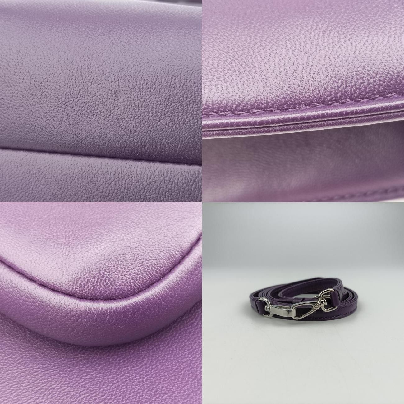 プラダPradaトライアングルロゴパープルラムスキン1BG41831