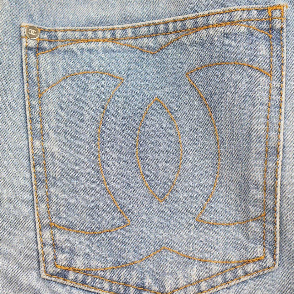 CHANEL シャネル ココステッチ ツイードラインデニムパンツ