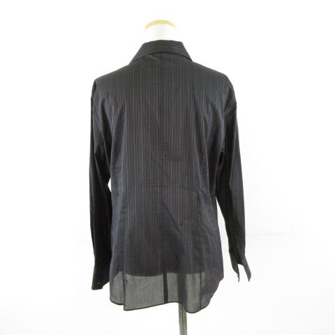コムサデモード COMME CA DU MODE フリルシャツ ブラウス 長袖 ストライプ 黒 15 *A744 レディース コムサデモード COMME CA DU MODE フリルシャツ ブラウス 長袖