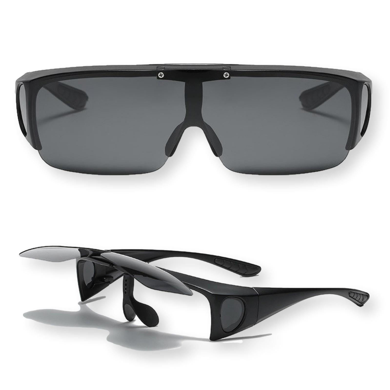 在庫処分 釣り ゴルフ ドライブ uvカット レンズ 跳ね上げ式 アウトドア オーバーサングラス 偏光 メガネの上から掛けられる REONAS