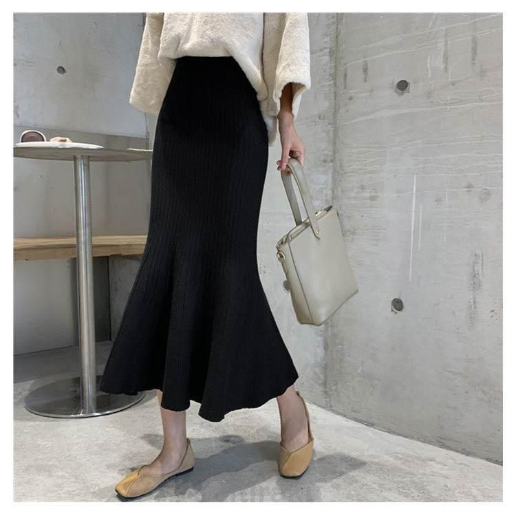 ニット スカート ロング マーメイドスカート タイト レディース ニット  