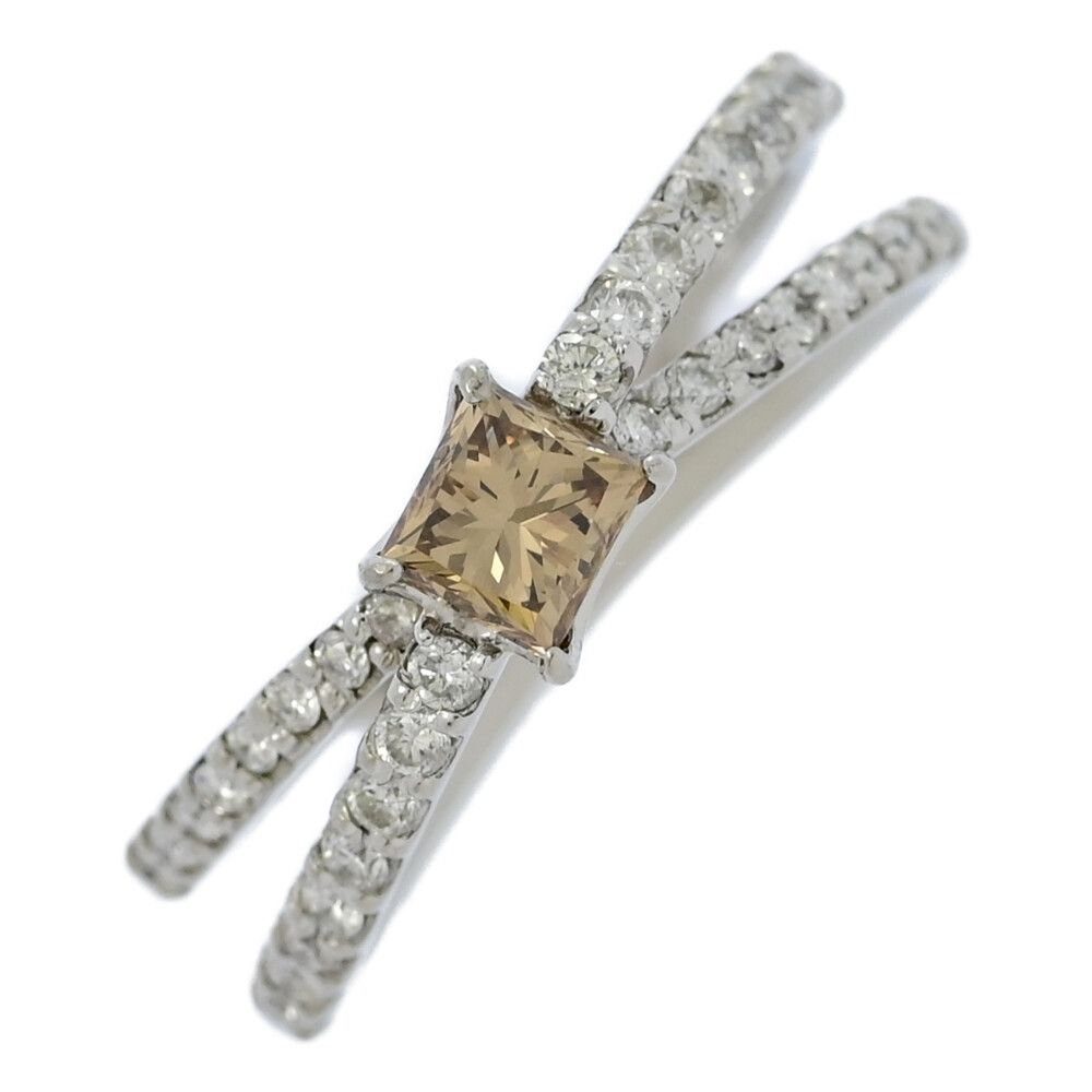 0.4ct|FD 0.287ct|クロスモチーフ ブラウンダイヤ ダイヤモンドリング 指輪|Pt900-4.5g|12.5号| 52.5|プラチナ|プレゼント ♀ S レディース 554466