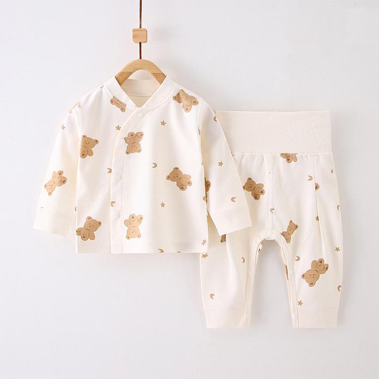 2点セット ベビーパジャマ 腹巻付き 前開き 上下セット 長袖 パジャマ 80 90 ベビー 寝具 セットアップ ベビー服 ルームウェア ベビールームウェア 室内着 お昼寝 kaka 1796