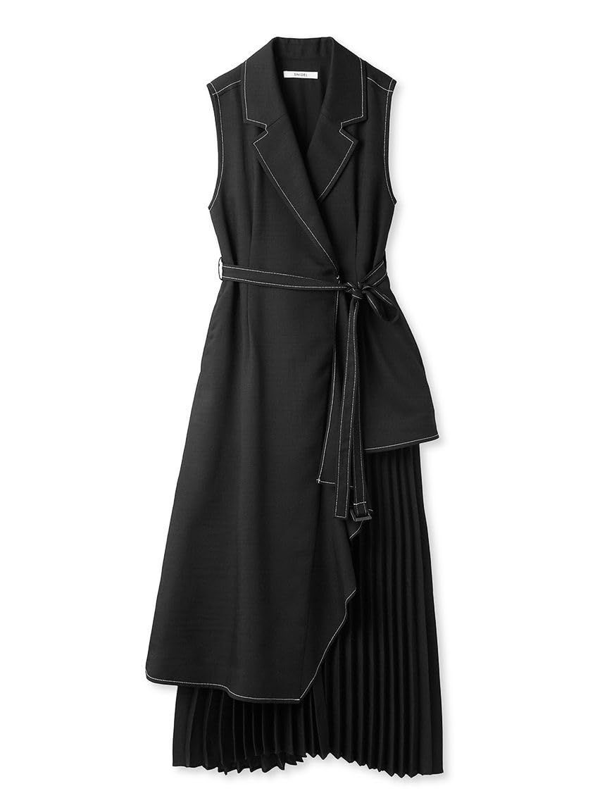 00_ブラック スナイデル プリーツノースリジャケットワンピ SWFO241073 レディース BLK