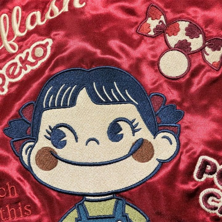 スカジャン メンズ ペコちゃん 不二家 ミルキー 服 刺繍 メンズ スカジャン メンズ ペコちゃん 不二家 ミルキー 服 刺繍 メンズ