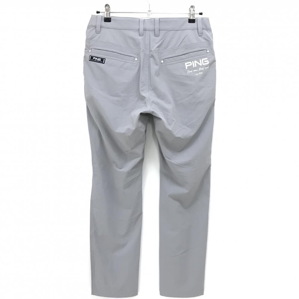 PING グレー パンツ　ゴルフ　美品　LLサイズ　シンプル 超美品】ピン パンツ グレー×白 後ろロゴプリント ストレッチ メンズ M