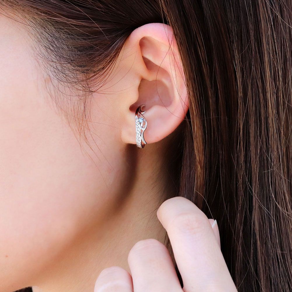 イヤーカフ 18金 18k イヤカフ レディース アラベスク 誕生石 唐草 5月 