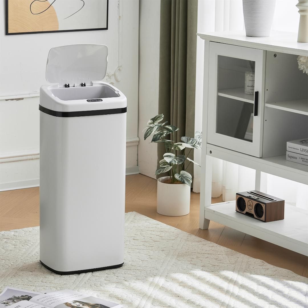 【2個セット】【人気商品】センサー全自動開閉式 ゴミ箱 大容量45L ホワイト yew1