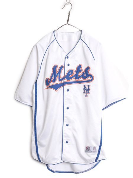 なクーポン配布中! MLB オフィシャル TRUE FAN メッツ ベースボール シャツ メンズ L 古着 ゲームシャツ ユニフォーム メジャーリーグ 半袖シャツ 野球 重ね着