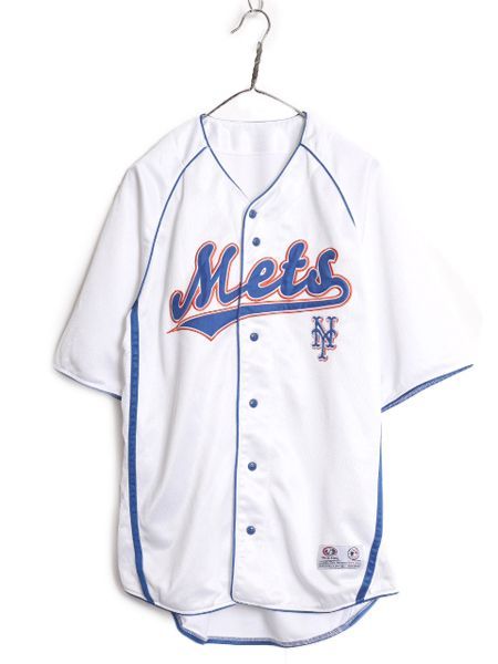 【お得なクーポン配布中!】 MLB オフィシャル True Fan メッツ ベースボール シャツ メンズ L 古着 ゲームシャツ ユニフォーム メジャーリーグ 半袖シャツ 野球 重ね着