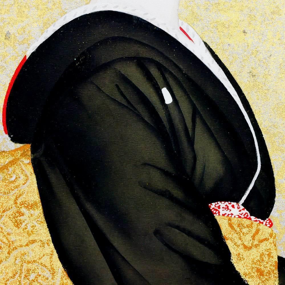 青山亘幹、【春（石割）】、希少な大判額装用画集より、美品、日本人画家 青山亘幹、【春（石割）】、希少な大判額装用画集より、美品、日本人