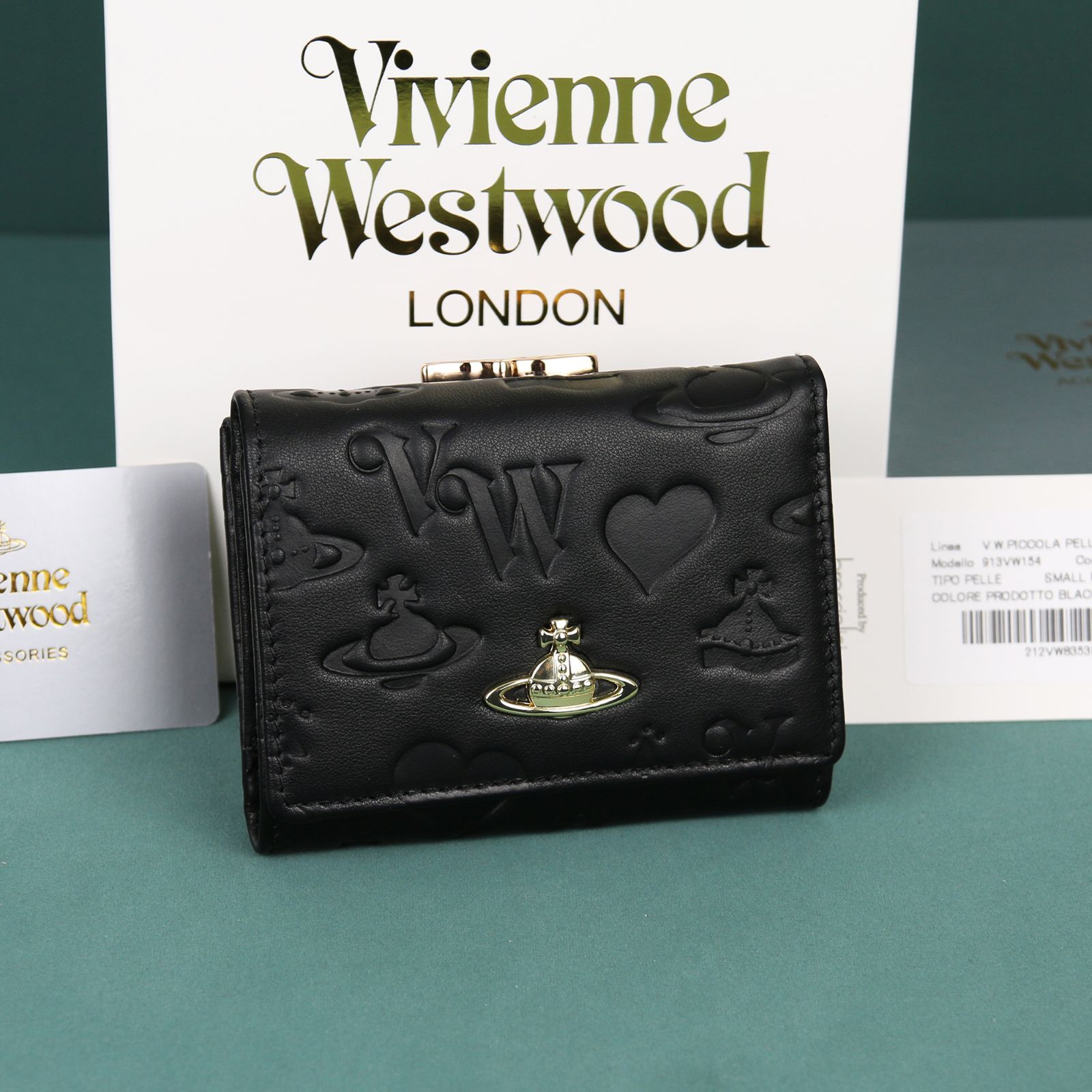 新品】Vivienne Westwood 13VV124がま口三つ折り財布 黒