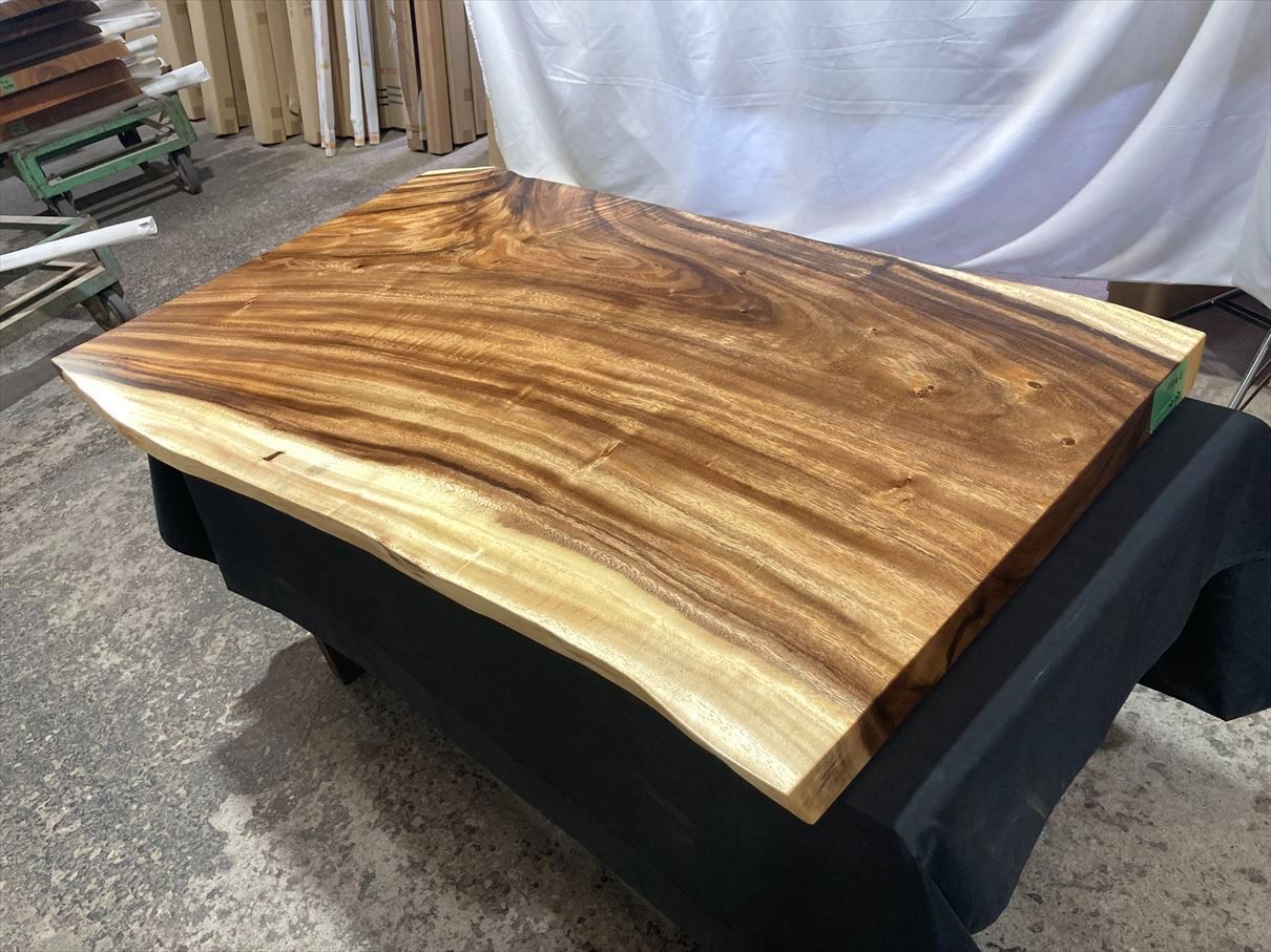 モンキーポッドテーブル モンキーポッド3480 一枚板無垢 乾燥材 1590x640-750x55mm