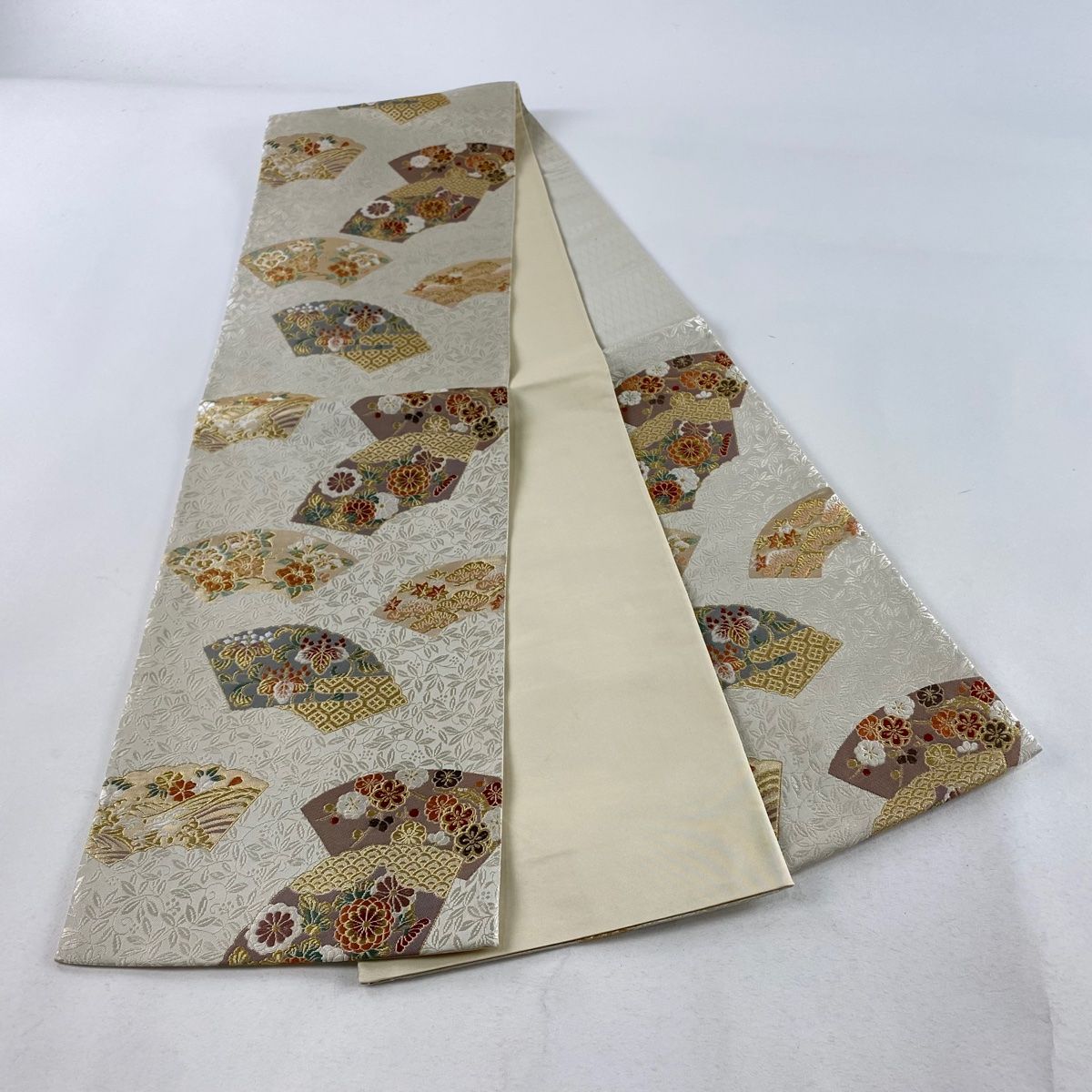 ［六通］ 袋帯　花百扇　中古美品 O-585 六通］ 袋帯花百扇中古美品 O-585