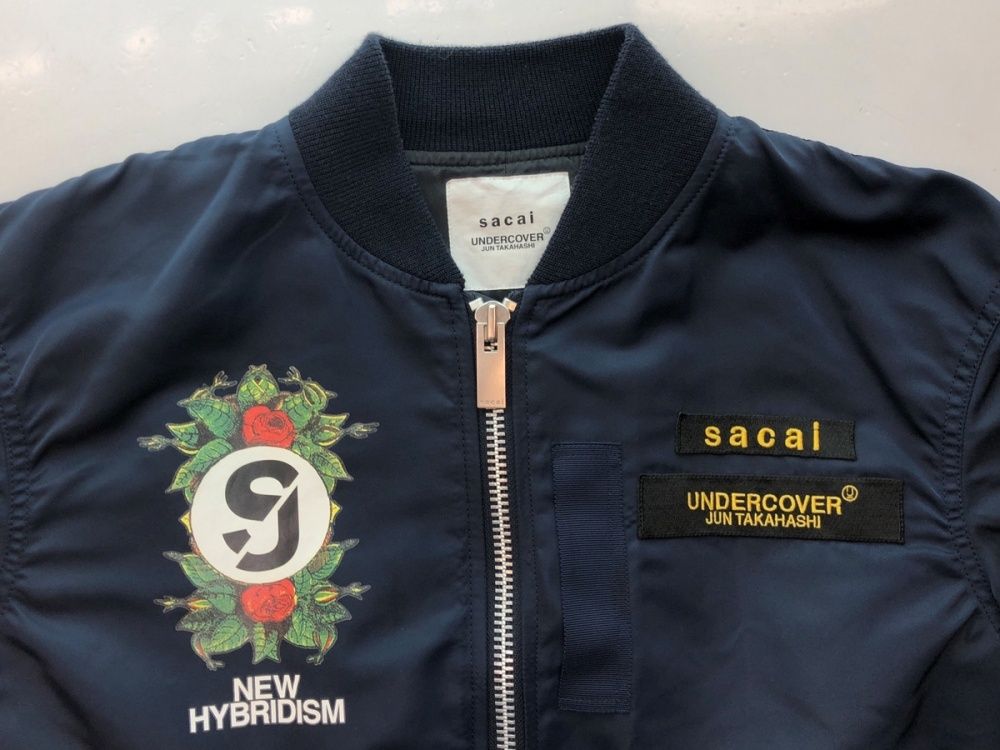 ＜sacai＞MA―1 ブルゾン　レディス　ネイビー 美品】sacai ニットドッキングMA-1 ブルゾン ネイビー - メルカリ