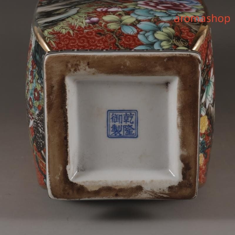 景徳鎮 官窯焼き 四方花瓶 花鳥花瓶 琺瑯彩 粉彩 花鳥 観賞 磁器