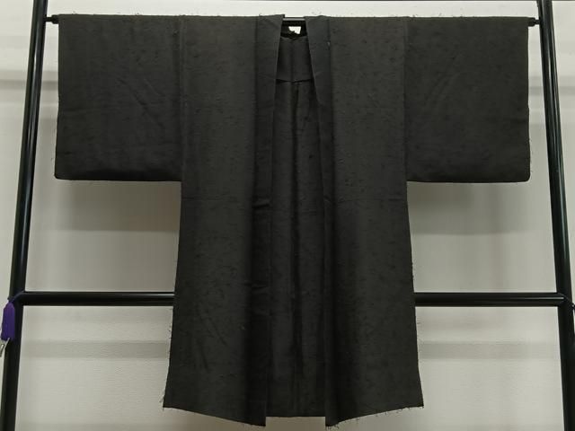 平和屋着物＃男性 単衣 長羽織 髭紬地 黒地 正絹 CAAX7886ua