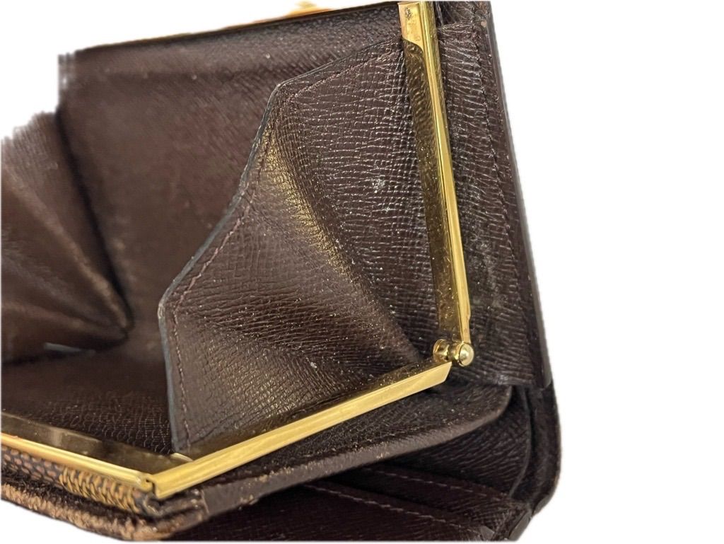 ▽LOUIS VUITTON ルイヴィトン ダミエ 二つ折り財布がま口