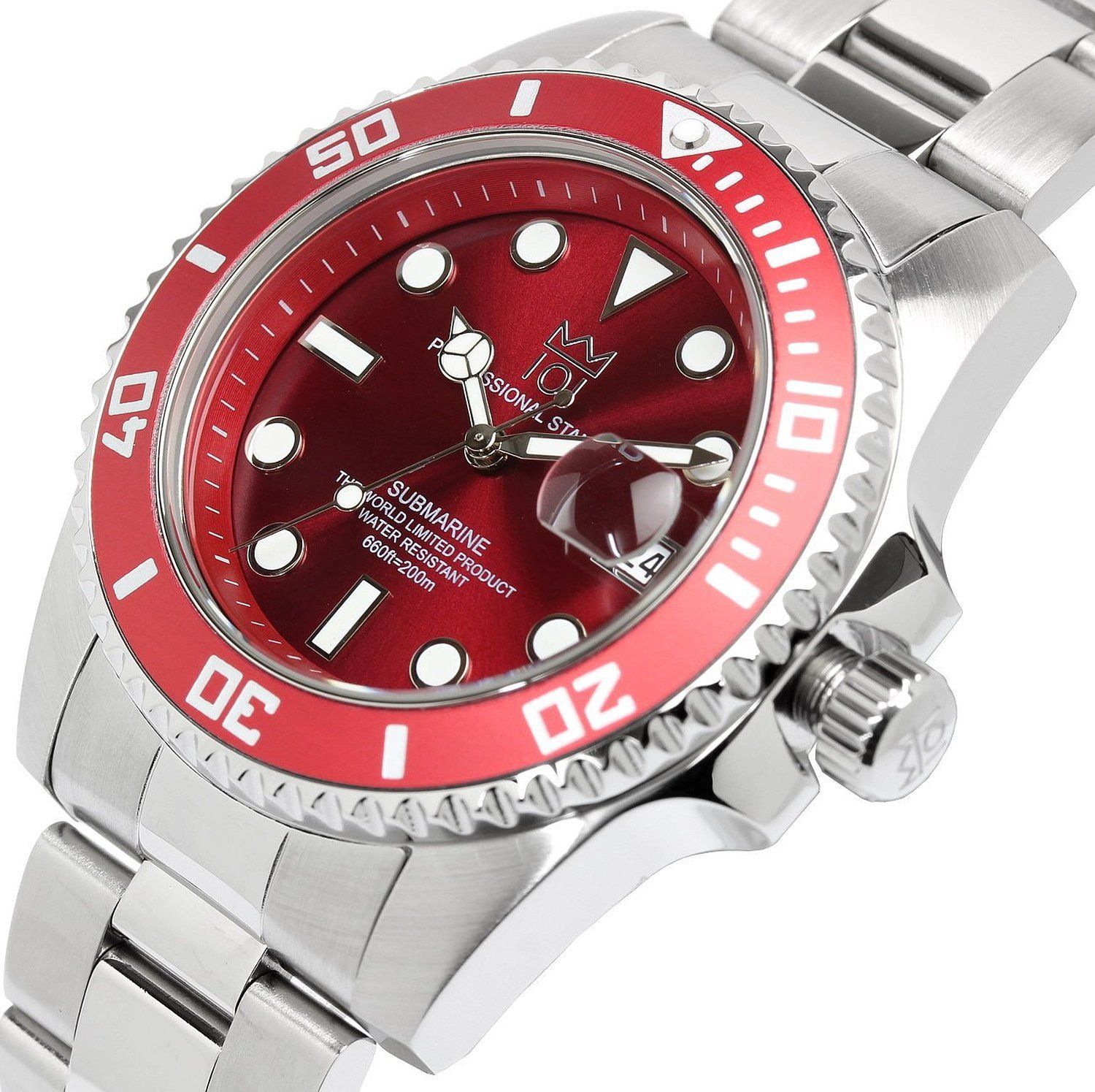 101 No.1 ヒャクイチ クォーツ ダイバーズウォッチ 日付表示 20気圧防水 腕時計 HYAKU 1-001 レッド