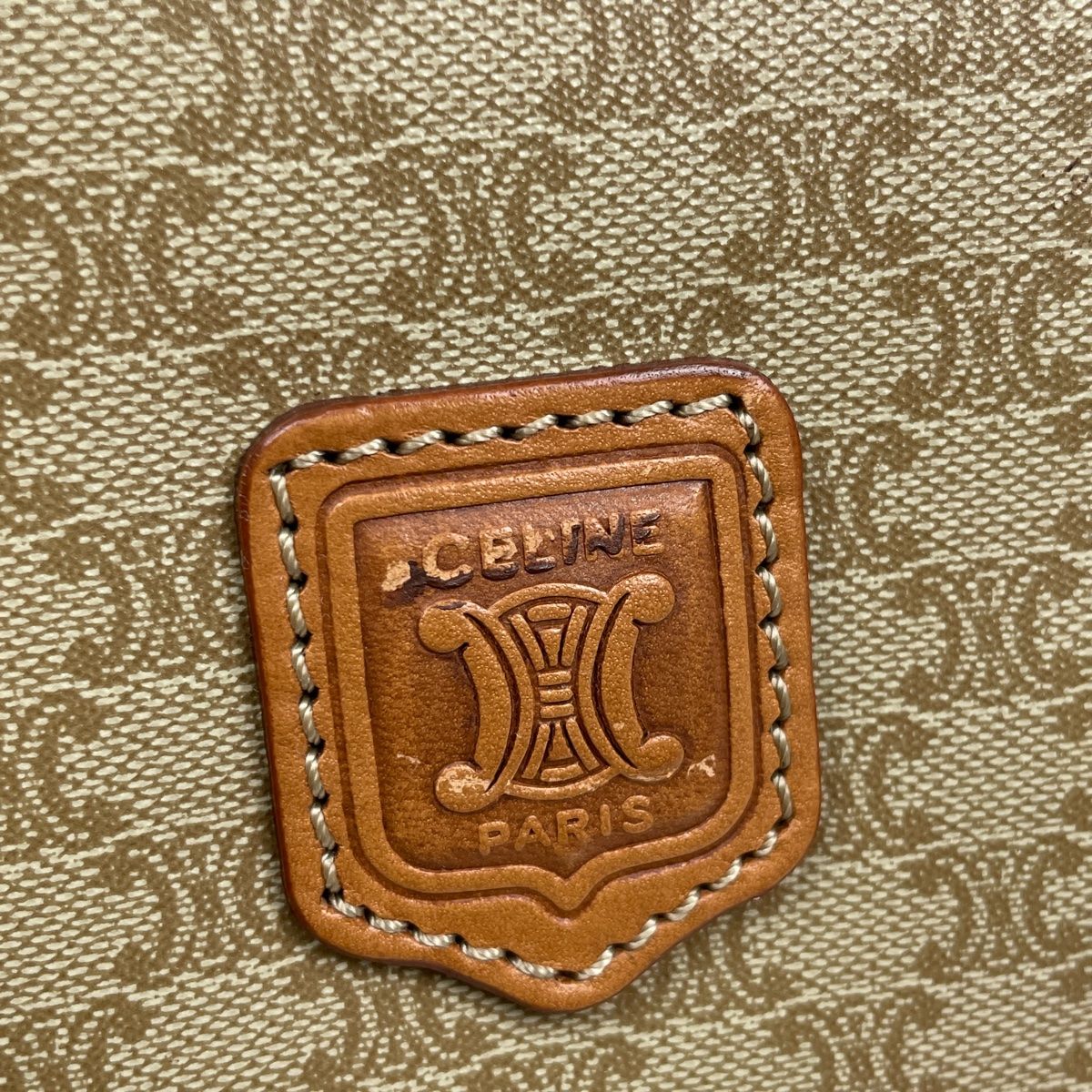 【ヴィンテージ】セリーヌ　トートバッグ　Cマカダム柄　キャンバスレザー　ベージュ CELINE セリーヌ トートバッグ Cマカダム柄 キャンバス レザー