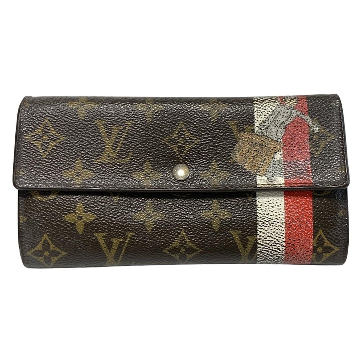 LOUIS VUITTON ルイヴィトン 長財布 モノグラムグルーム ポシェットポルトモネカルトクレディ M60034 ルージュ レザー
