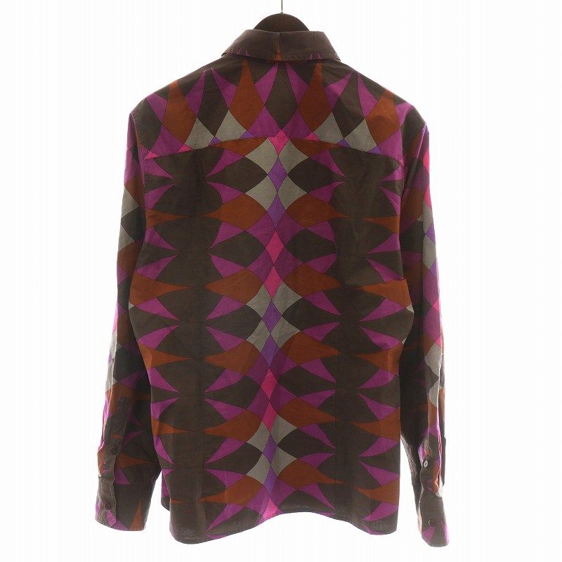 エミリオプッチ EMILIO PUCCI シャツ 長袖 総柄 M 茶 ブラウン