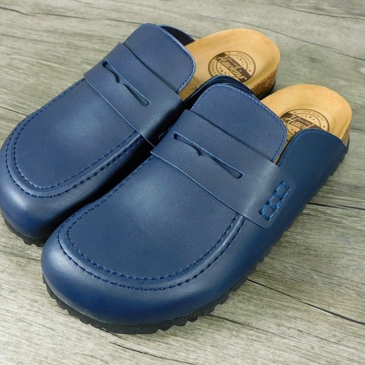 ローファー．サンダル 新品 ホーキンス HAWKINS ローファー サンダル 39(24.5-25cm) 紺