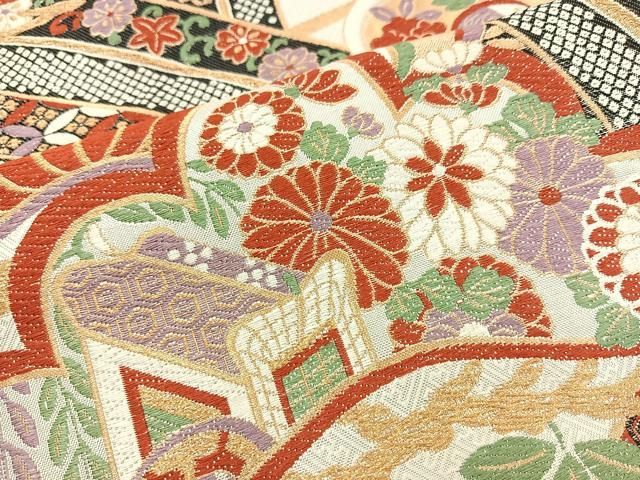 平和屋着物◎佐賀錦 六通柄袋帯 唐織 鴛鴦松文 金銀糸 正絹 逸品