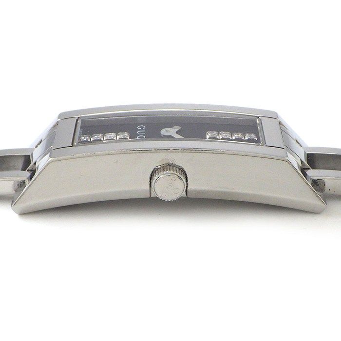 グッチ GUCCI 腕時計 Gリンク 110 8ポイント ダイヤインデックス レクタンギュラー ブラック文字盤 SS クオーツアナログ