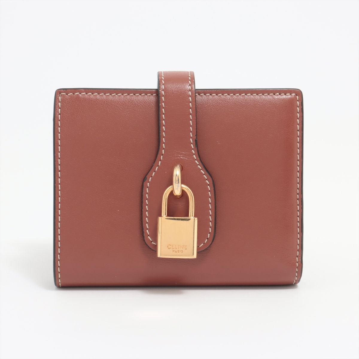 極美品 セリーヌ スモール カデナ ストラップ ウォレット レザー 三  