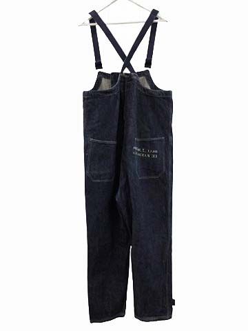 コリンボ COLIMBO ミッドシップ ビブ オーバーオール デニム M ステンシルプリント インディゴ