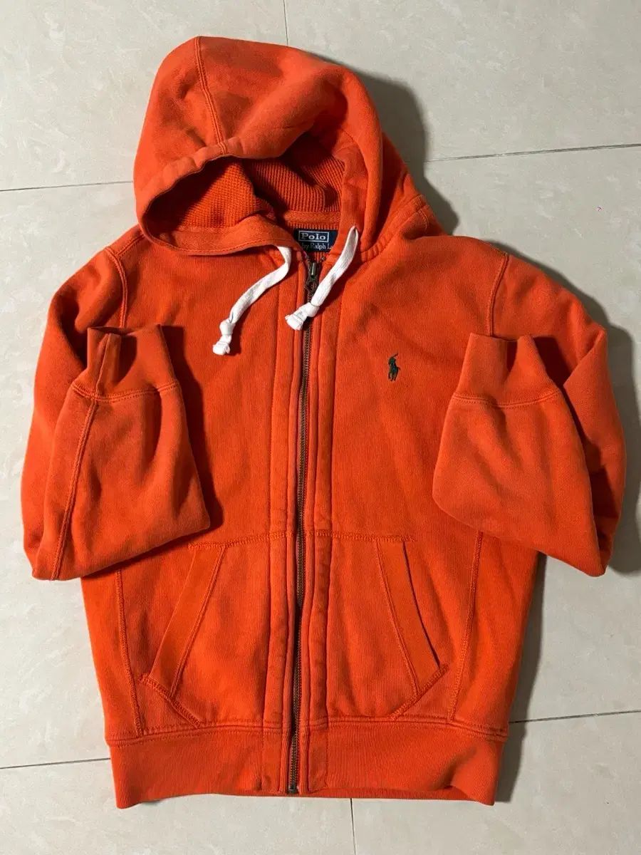 POLO RALPH LAUREN ポロラルフローレン オレンジ 緑 ロゴ ジップアップパーカー フード付き