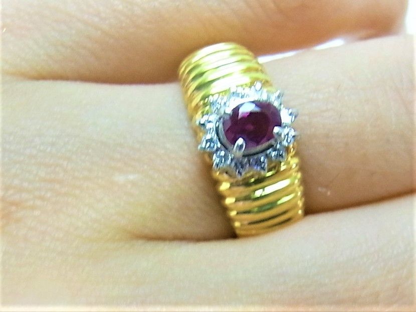 K18Pt900 18金プラチナ コンビ ルビー0.36ct ダイヤ0.12ct K18Pt900 18金プラチナ コンビ ルビー0.36ct ダイヤ0.12ct