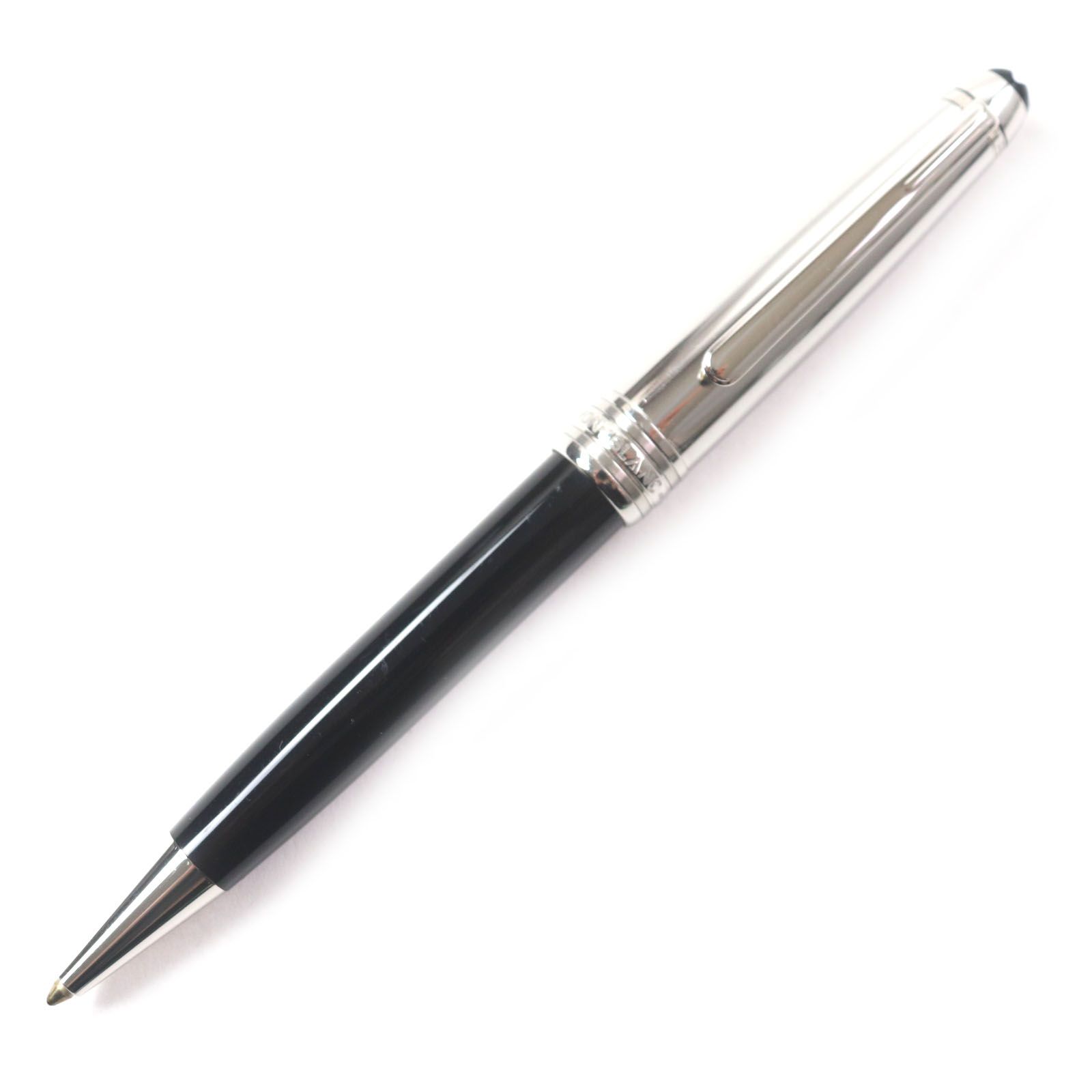MONTBLANC モンブラン マイスターシュテュック ソリテール ドゥエ ステンレススティール クラシック ホワイトスター ツイスト式 ボールペン シルバー ブラック ドイツ製 メンズ 筆記 済み