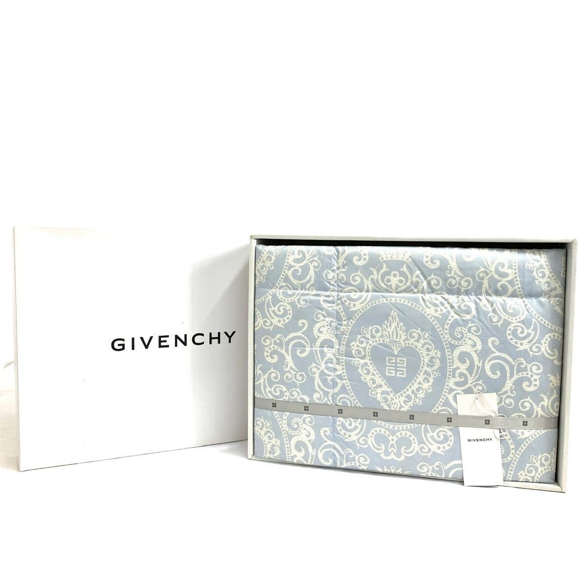 GIVENCHY ジバンシィ 洗える羽毛肌掛ふとん 4Gロゴ ダウン50％フェザー50％ ライトブルー 240002231624