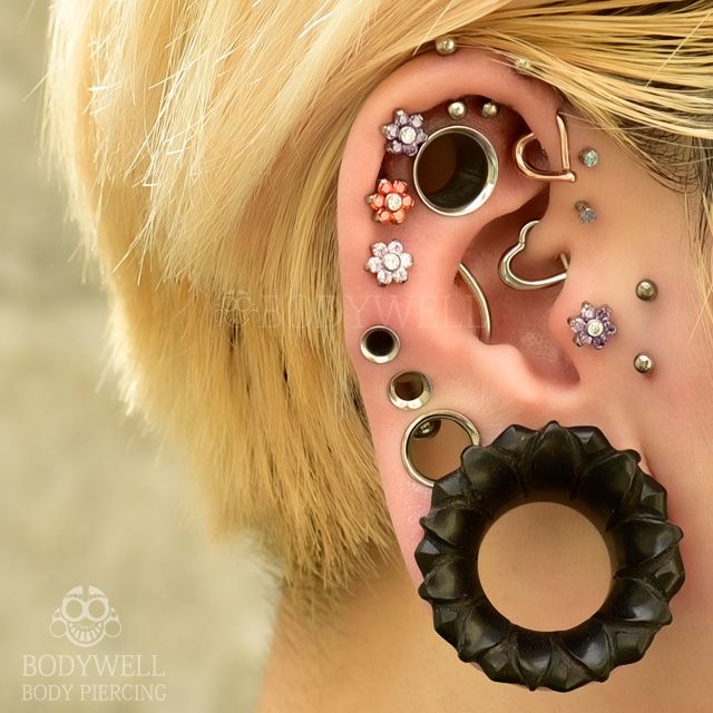  ワンタッチピアス 16G&12G パカッと ハートピアス 2WAY　クリッカー リングピアス ステンレスピアス つけっぱなし ロブ ロック ダイス 軟骨ピアス ボディピアス
