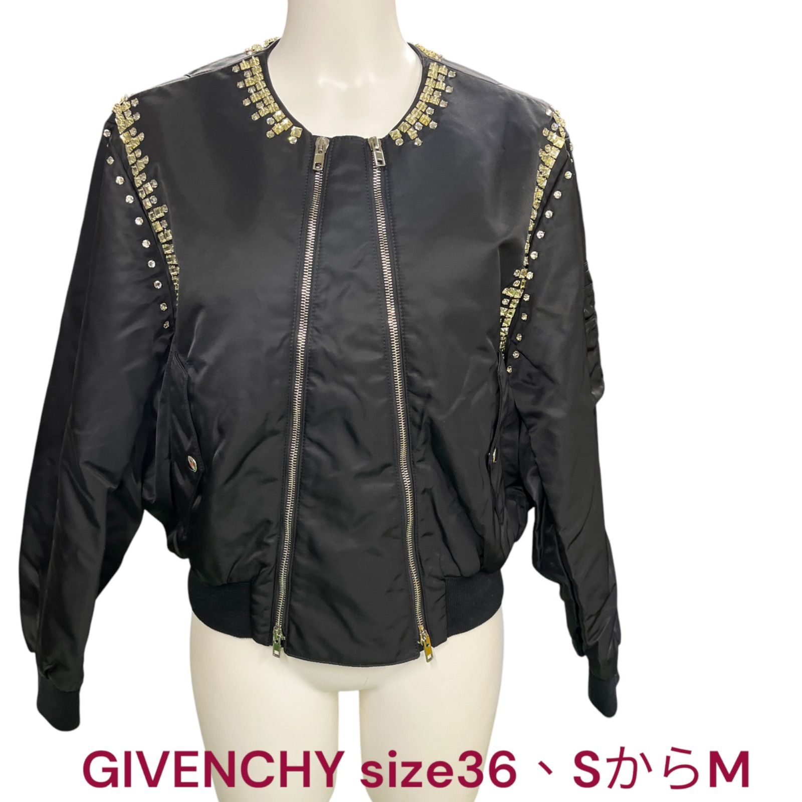 美品 ジバンシー GIVENCHY キラキラビジュー ナイロン ブルゾン 