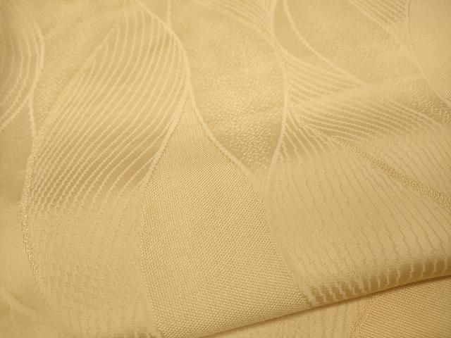 平和屋着物▽上質な色無地 単衣 鹿の子草葉地紋 薄卵色 正絹 逸品 未